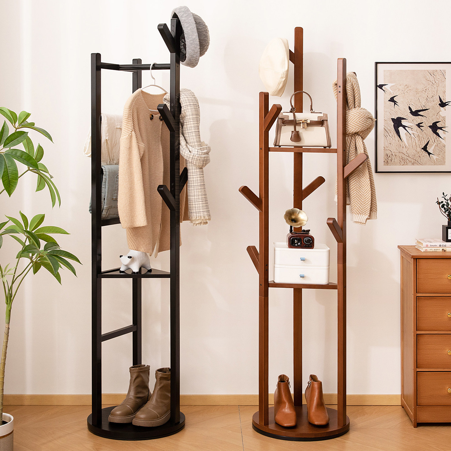 旋转衣帽架子落地卧室简易置物