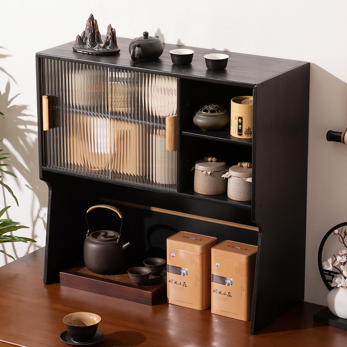 新中式博古架桌面杯架