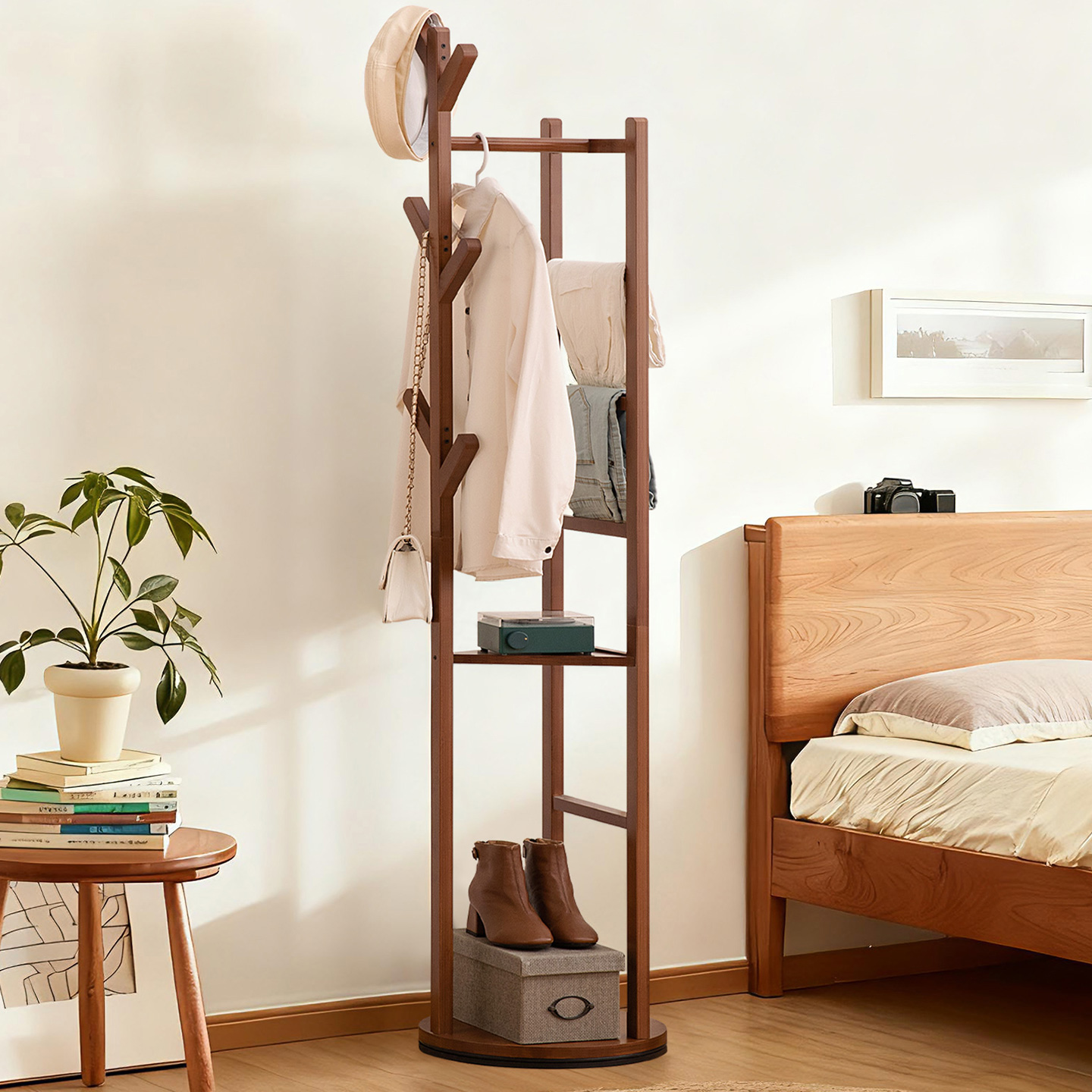 旋转衣帽架子落地卧室简易置物