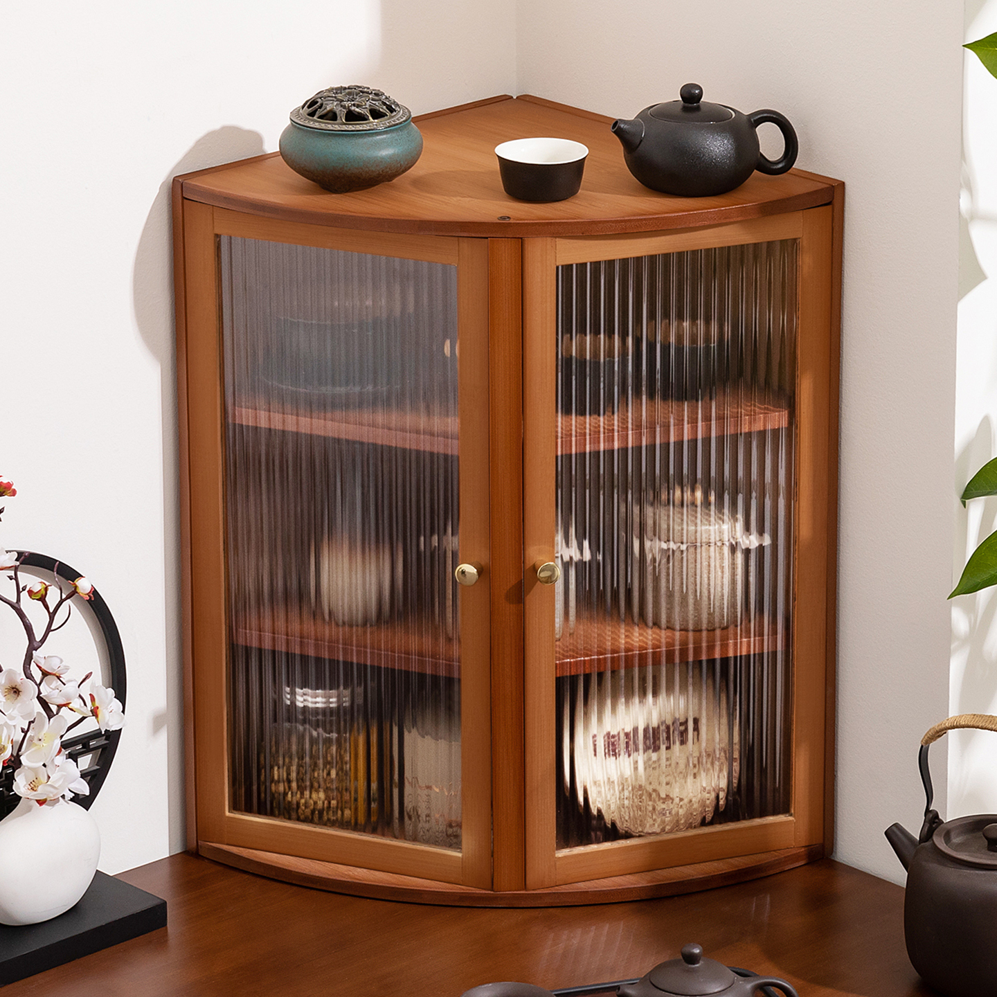 新中式博古架桌面杯架