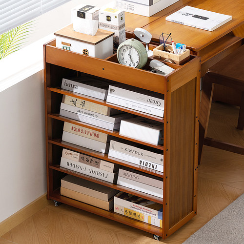 书桌旁小书架可移动学生落地桌边书柜儿童靠墙侧边置物简易收纳层