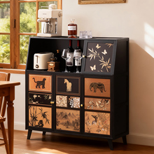 厨房餐边柜子储物柜家用靠墙客厅落地橱柜咖啡茶水柜置物柜中古风