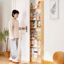 实木书架门后超薄置物架过道儿童书报绘本杂志架靠墙落地书柜收纳