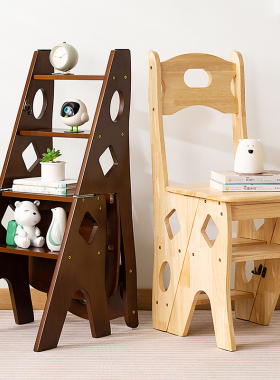 实木梯椅家用梯子椅子折叠伸缩两用梯凳室内登高多功能人字梯楼梯