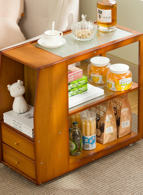 可移动边几小茶几沙发旁侧边柜小桌子床头方桌角几迷你茶台置物架