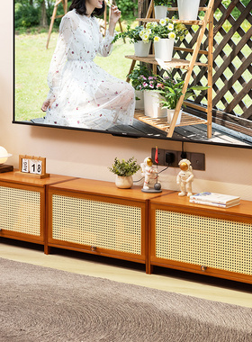 电视机柜2025新款客厅家用茶几组合小户型收纳储物实木落地柜卧室