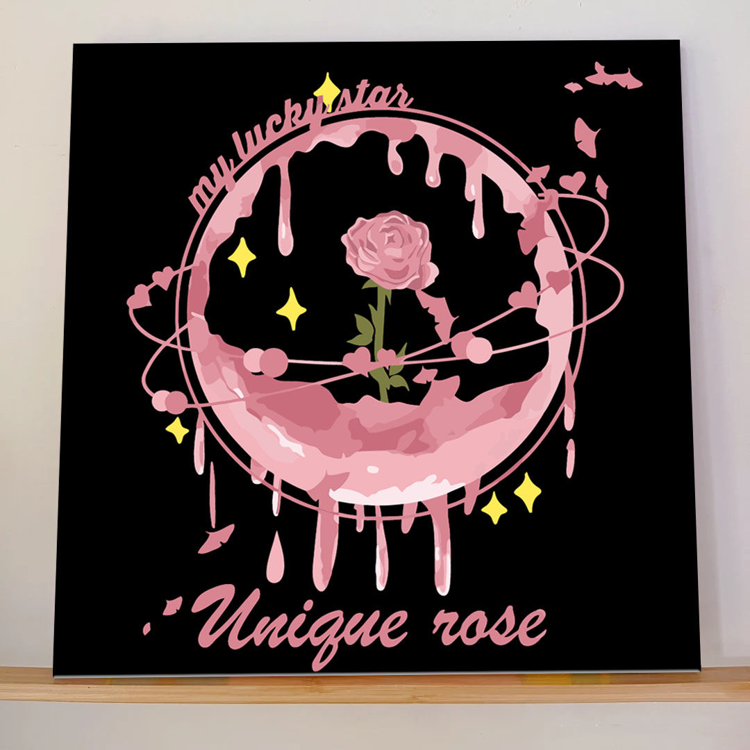 玫瑰星球ins小众数字油画diy手工填充色手绘花卉治愈丙烯画装饰画