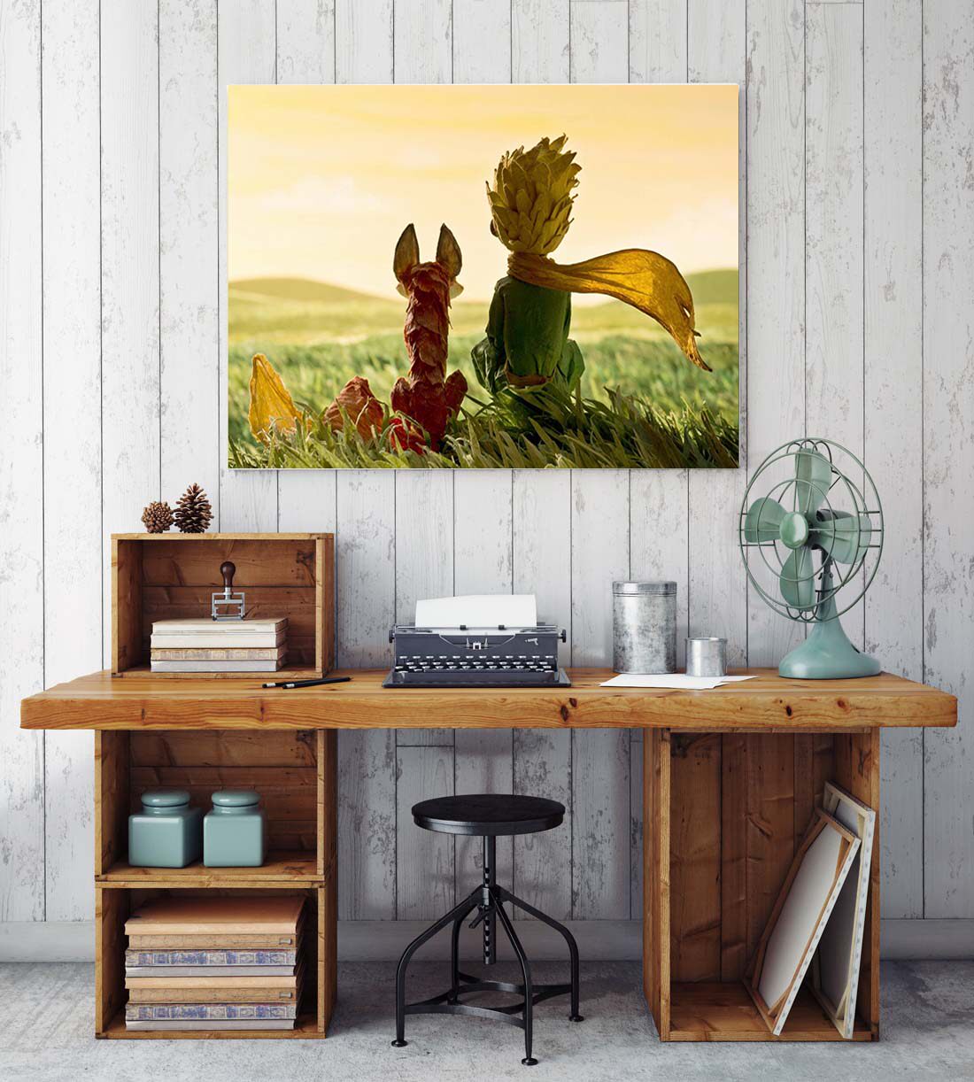 小王子狐狸麦田动漫风景卡通填色手绘工装饰画电影diy数字油画