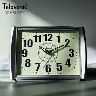 TELESONIC 天王星复古闹钟老年人闹钟夜光时钟多功能卧室床头钟表
