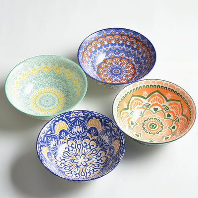 8寸反口面碗家用手绘陶瓷釉下彩大碗螺蛳粉碗拉面碗泡面碗高颜值