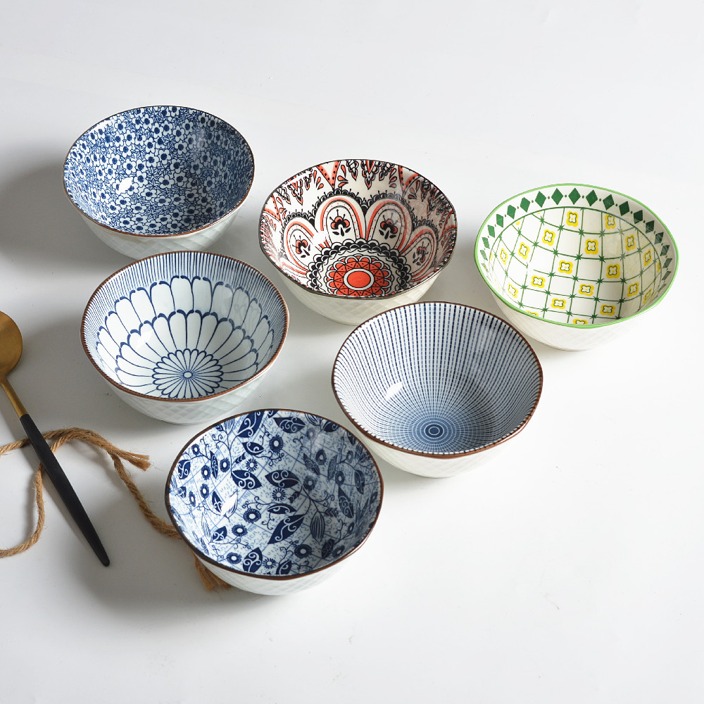 瓷日式釉下彩米饭碗健康