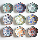 4英寸莲花碟复古釉下彩陶瓷碟子小号调味碟醋碟芥末酱油碟辣酱碟