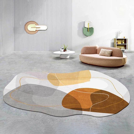 ins风 格轻奢北欧不规则短毛地毯抽象客厅茶几毯卧室异形床边地垫