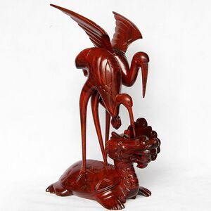 速发清动】红木雕刻工艺品家居摆件实 木质龙龟鹤6cm 仓物祝寿礼
