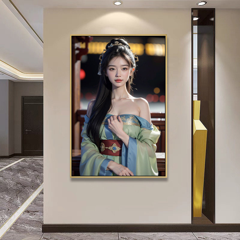 速发背风美店画人物装饰画玄关古景墙画卧室壁画酒店桑拿按摩挂画
