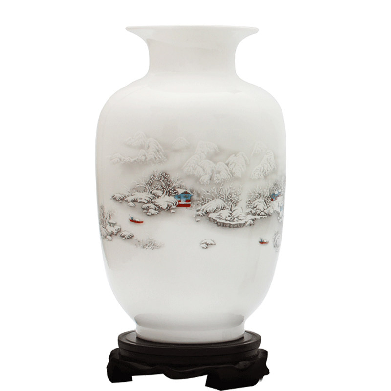 速发景德镇陶瓷器小花瓶电居装饰品摆件插花干花中式客厅家工柜视