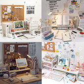 速发二年三班简约桌面书立置物架笔习文具套装 饰学生用 学筒书桌装