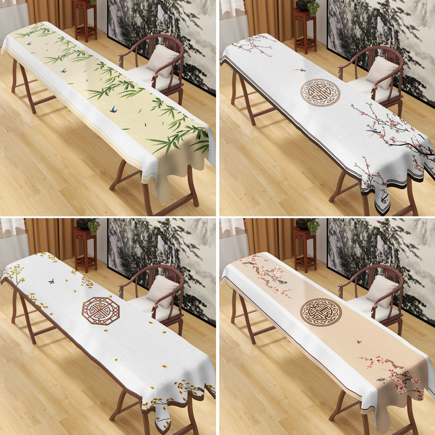 速发新中式古琴防尘罩中国风古筝盖布专用遮尘古布仿麻盖筝套琴披