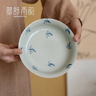 速发仿古纯手绘兰瓷壶承陶花手工单干家台储水茶道配件壶托泡用盖