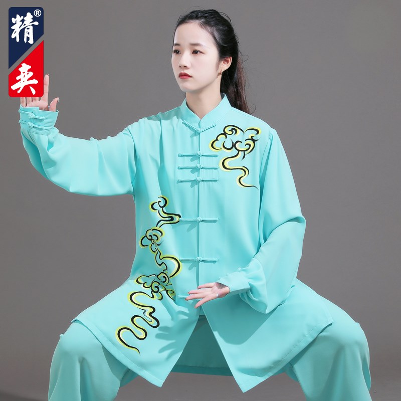 速发太极服新款高端祥云手绘太极拳练功服男飘逸武术表演服春秋精
