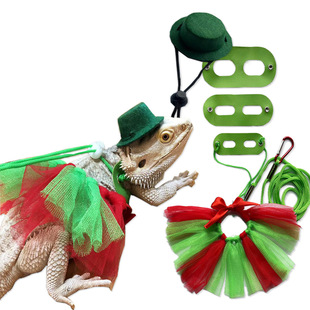 松狮蜥蜴牵引绳守宫爬宠外出胸背带圣诞变色龙小鳄鱼衣服帽子搞怪