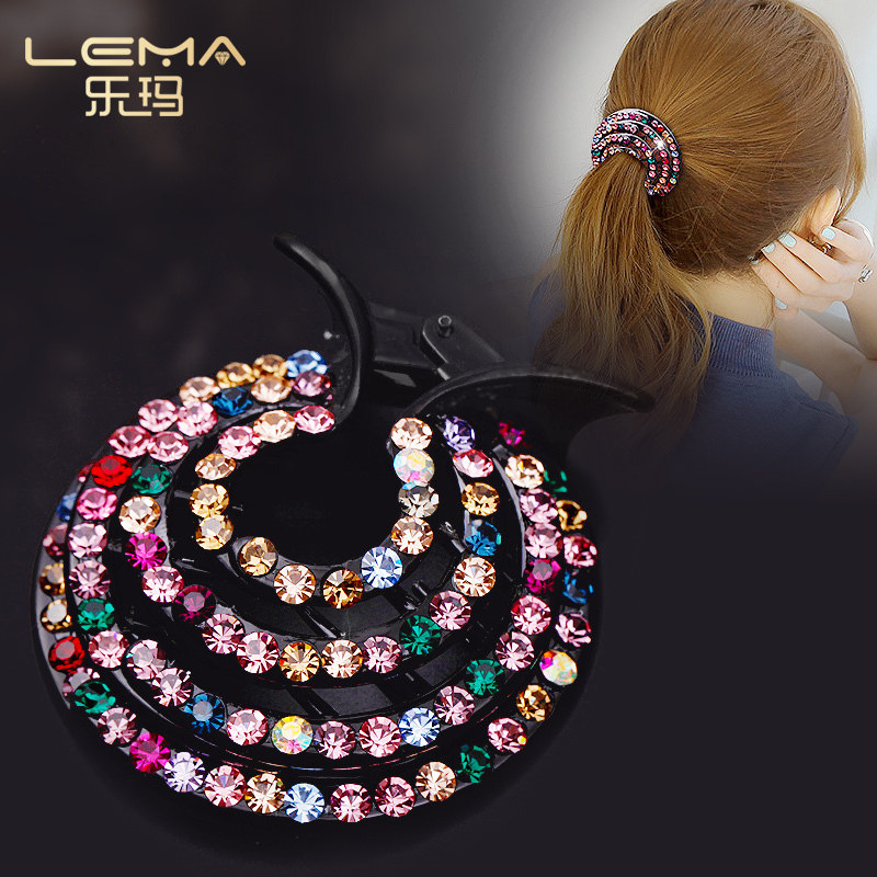 乐玛镶钻水钻马尾夹马尾扣蚊香形捷克钻发饰韩版头饰个性饰品韩国