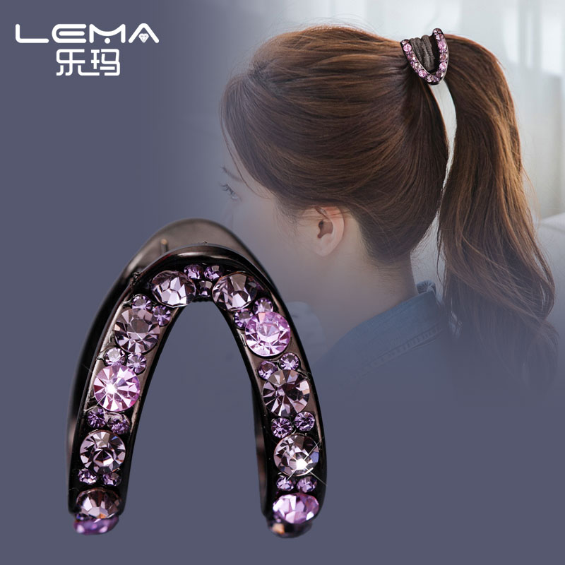 乐玛水钻V形高马尾发抓发饰