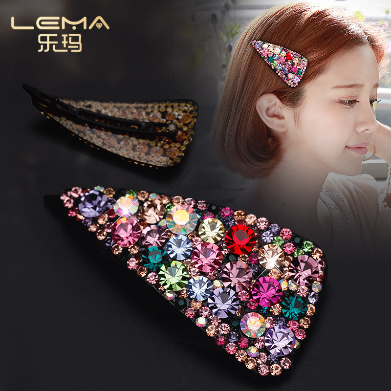 乐玛手工镶钻捷克钻边夹刘海夹青蛙扣时尚发饰头饰发夹韩国礼品