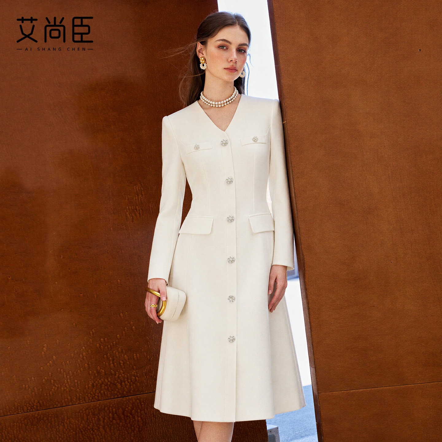 艾尚臣 佩里月光 轻奢肌理感高智感穿搭千金风连衣裙女小香风气质