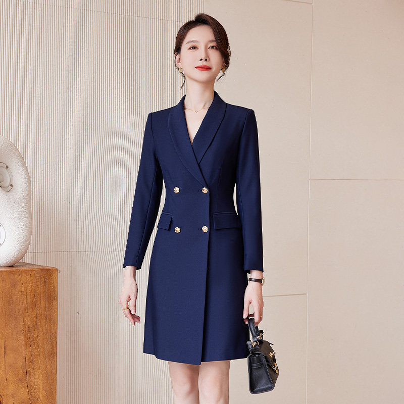 诗璐雅职业通勤女装秋冬连衣裙长袖气质西装裙售楼部工作服女高端