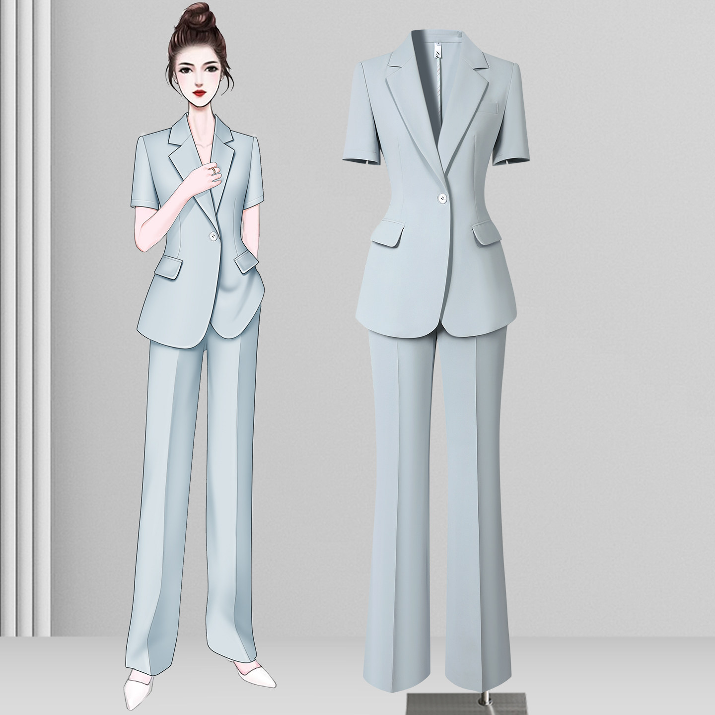 职业西装套装女夏薄款2026新款气质高端案场客服经理美容院工作服图片