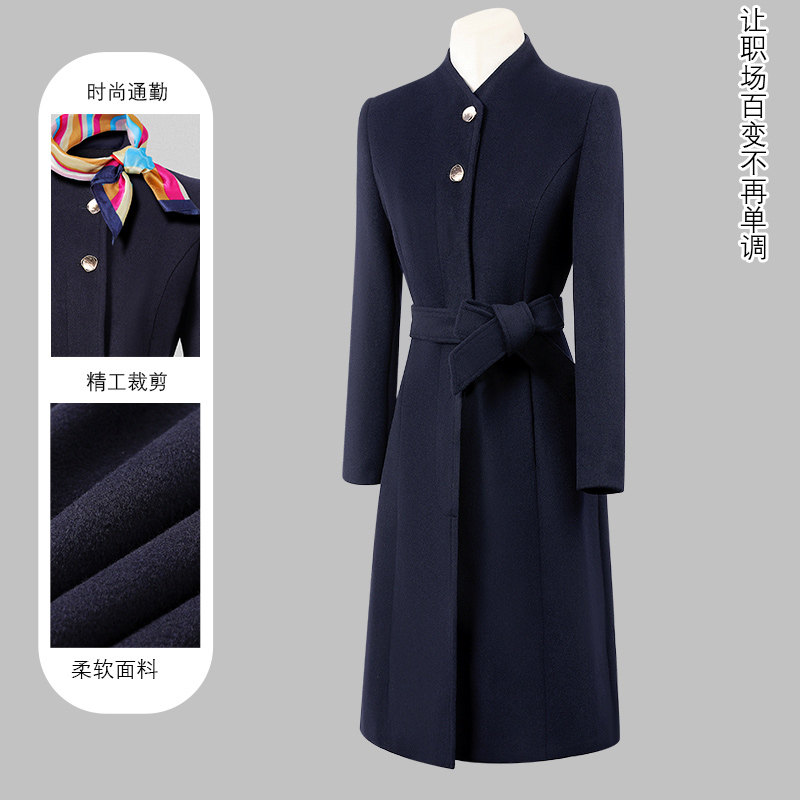 空姐职业装毛呢大衣女秋冬高级感中长款加厚呢子外套售楼部工作服