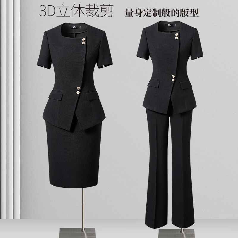 夏天西装套装女薄款高级设计感气质时尚洋气职业西服珠宝店工作服