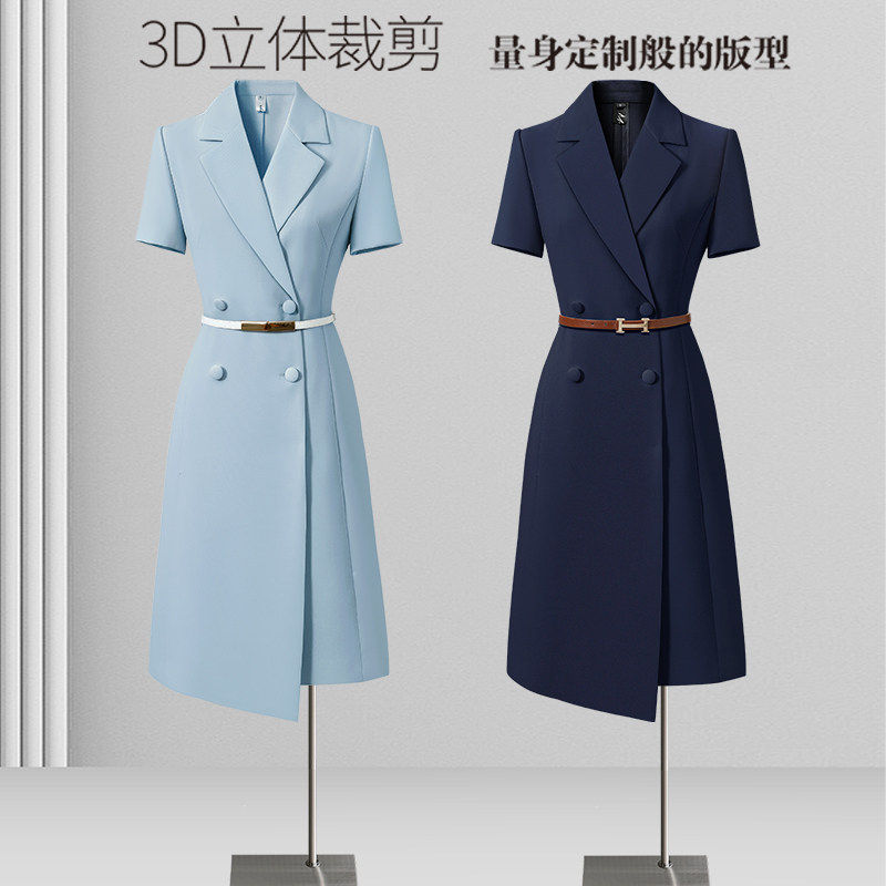 职业连衣裙女夏季短袖西装裙职场通勤面试正装气质时尚高端工作服