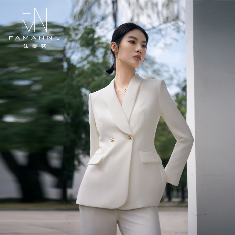 白色西装套装女气质女神范2024春秋新款韩版休闲职业正装工作服