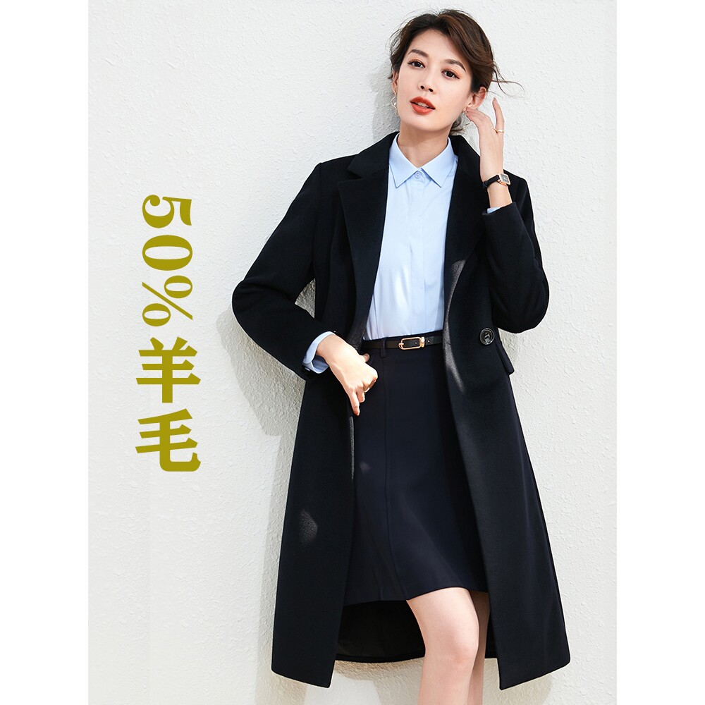 职业妮子外套女冬中长款工装黑色银行售楼酒店教师4S店珠宝店物业