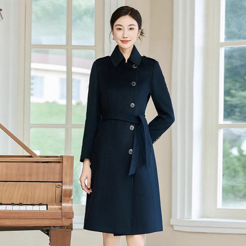 职业羊绒大衣女2025新款女装外套中长款银行空姐客服接待工装毛呢