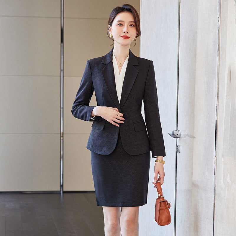 诗璐雅职业装裙套女小个子女神范秋冬季商务西装售楼部工作服高端