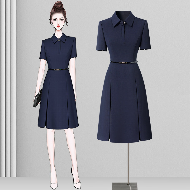 职业高级感连衣裙西装裙气质收腰OL通勤上班工装珠宝店工作服女夏