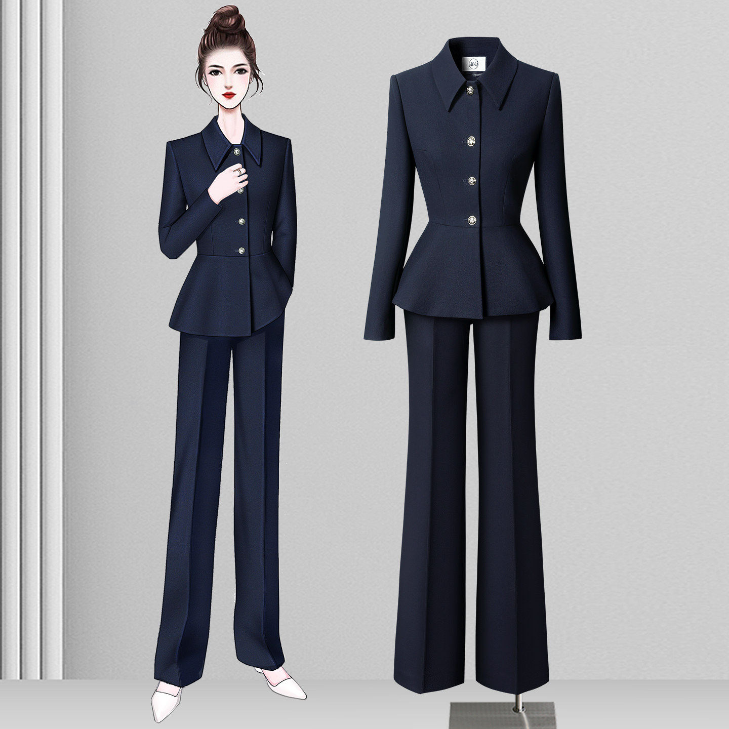 春秋西装套装女工作服职业气质女通勤上班酒店前台导购珠宝店工装