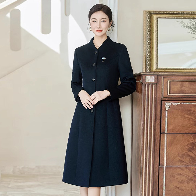 2025年冬季职业毛呢大衣女教师单排扣外套高端酒店售楼处物业工装