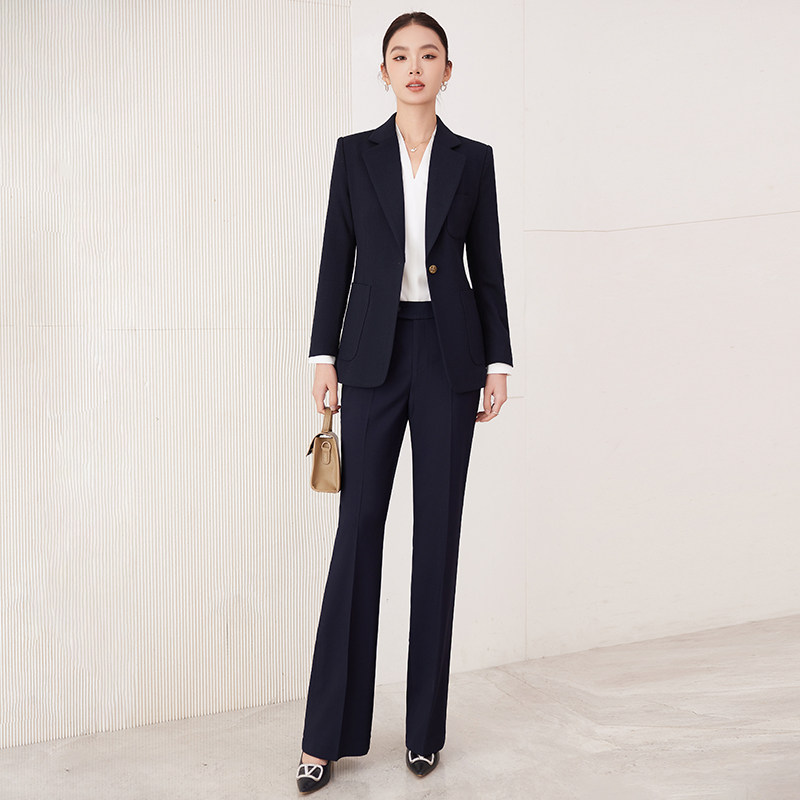 诗璐雅职业西装套装女气质干练西服微喇裤两件套高级感正装工作服