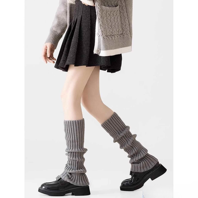 灰色袜套堆堆袜秋冬款搭配小皮鞋黑白2025新款中筒小腿袜子腿套女