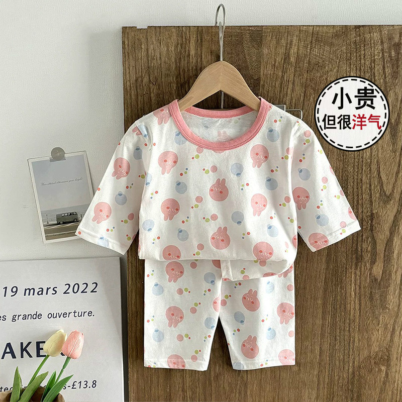 儿童睡衣套装2025夏季棉家居服空调服新款薄款男童衣服宝宝童装