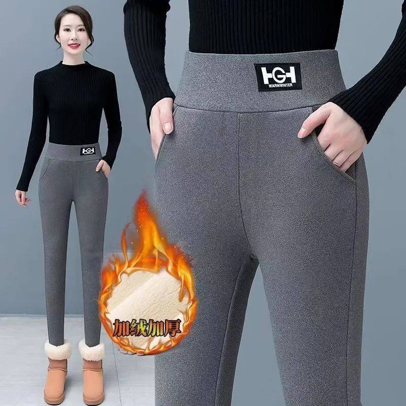 打底裤冬季外穿女士新款加绒加厚高腰显瘦紧身保暖裤棉裤羊羔绒裤