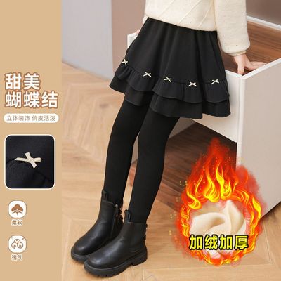 女童打底裤秋冬季2025新款小女孩裙裤洋气加厚儿童宝宝假两件裤裙