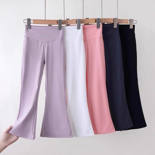 女童喇叭鲨鱼裤春秋外穿阔腿瑜伽裤儿童弹力微喇高腰运动打底裤子