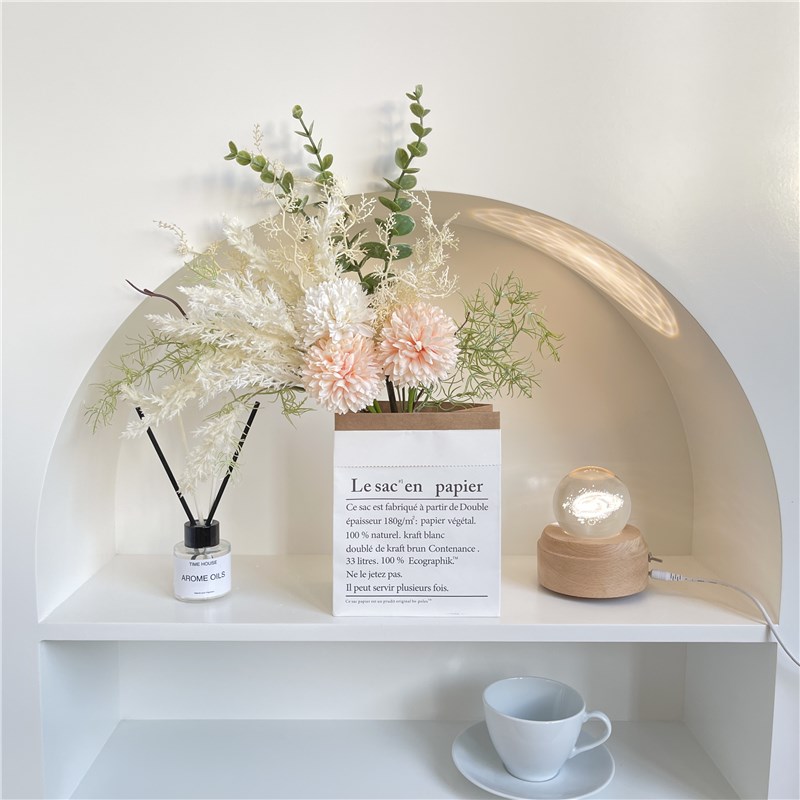 速发风尤加利绣球花束纸袋麦穗花艺套装茶桌面几装饰品摆件