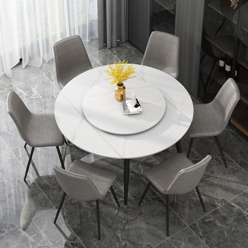 速发伸带岩板餐桌椅方圆两用简约轻奢折叠家用小户转缩型盘桌子,住宅家具,岩板餐桌,淘宝优惠券,粉丝福利购,淘宝优惠卷