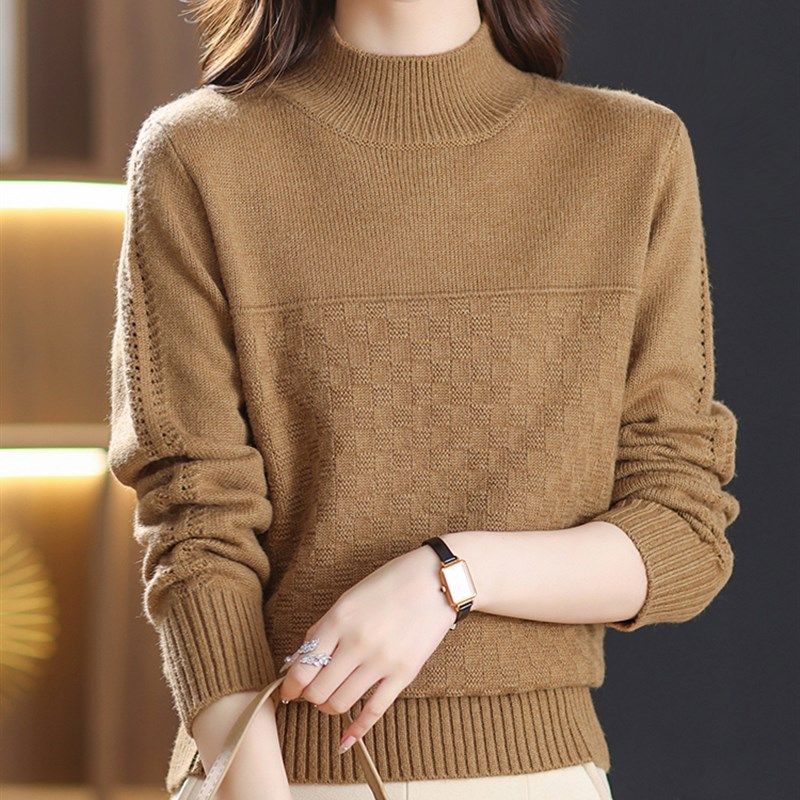 速发半高领打底衫秋款洋气内搭2024新款爆款冬季加厚毛衣短冬织针